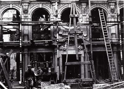 De restauratie van de noordgevel van het atelier, Maart 1941. Rubenshuis