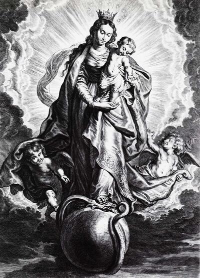 Schelle a Bolswert (ca. 1586-1659) naar Peter Paul Rubens (1577-1640), De Onze-Lieve-Vrouw van de Finisterraekerk in Brussel,  Rubenshuis