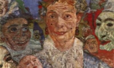 James Ensor, De oude dame met de maskers