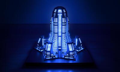 Pieter Léon Vermeersch, Real Fiction, 2012, MDF en led’s, 150 x 150 x 125 cm