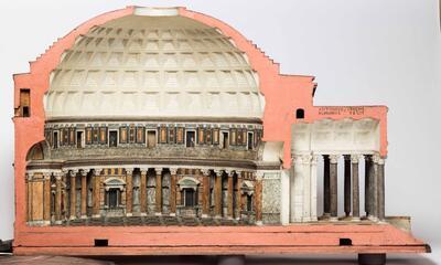 Eén van de binnenzijden van het kurkmodel van het Pantheon na restauratie Foto: Koninklijk Instituut voor het Kunstpatrimonium, Brussel