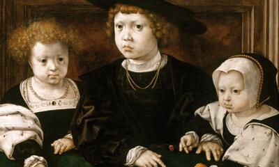 Jan Gossart, De Kinderen van Christiaan II van Denemarken en Isabella van Oosterrijk, 1526, olieverf op paneel Royal Collection Trust, Londen