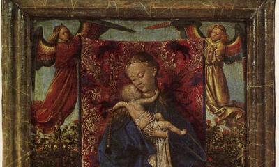 Jan van Eyck, De Madonna bij de fontein, Hout,