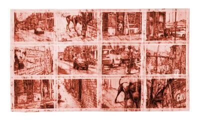 Collectie, Michaël Matthys, La Ville Rouge, ossenbloed op polyester, 
