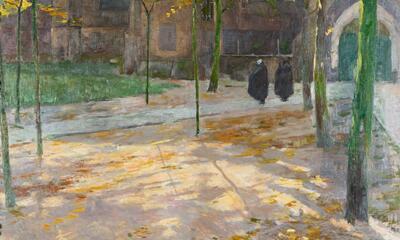 Albert Baertsoen, 'Voor de kerk, in Vlaanderen (herfst), 1894, MSK Gent