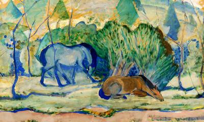 Franz Marc, Pferde auf der Weide,
