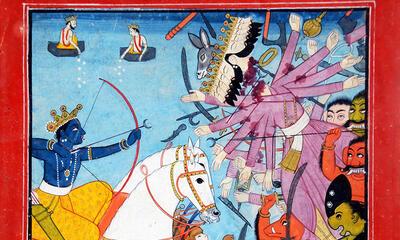 Ramayana, De strijd tussen Rama en Ravana Guler-stijl, Pahari,