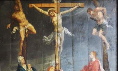 Golgotha, gedateerd 1608, Vlaamse School.