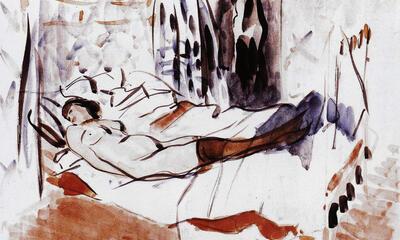 Rik Wouters, Rustende vrouw, 1912, aquarel,