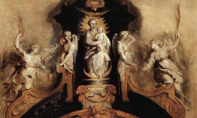 P.P. Rubens, Ontwerp voor de bekroning van het hoofdaltaar van de jezuïetenkerk in Antwerpen, Rubenshuis,