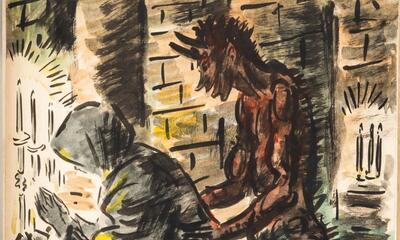 Aquarel van Frans Masereel uit het boek Toneel