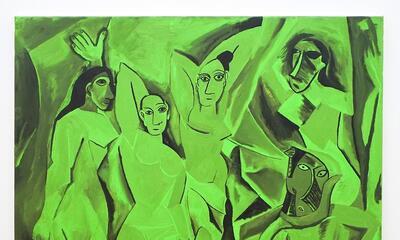 Dieter Durinck – Echo Chamber (Pablo Picasso, Les Demoiselles d’Avignon, 1907) – 80x80cm Olieverf op canvas 