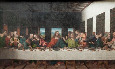 Naar Leonardo da Vinci, Het Laatste Avondmaal, aan tafel gastronomisch