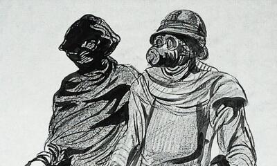 Henry De Groux, Soldaten met gasmaskers, 1916. Collectie Koninklijk Legermuseum, Brussel