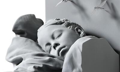  Hans Op de Beeck, Girl, asleep, 2021. Hout, polyester, metaal, polyamide, coating, 