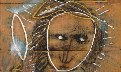 Antoni Tàpies​​​​​​​, Figura sobre fusta cremada [Figuur op verbrand hout], 1947