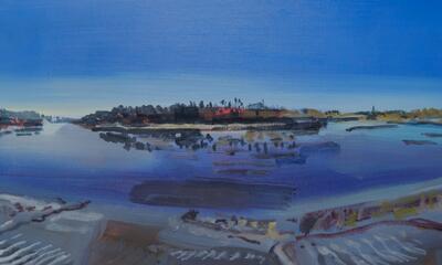Koen Broucke, Scheldeslib in Sint-Amands, olie op doek, 50x70cm, 2023