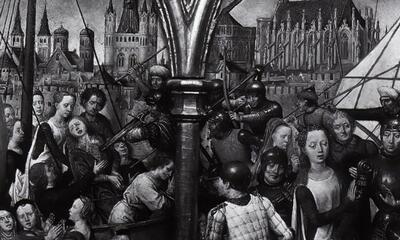 Hans Memling, detail uit het Ursulaschrijn, ca. 1489. (Brugge, Memlingmuseum). 