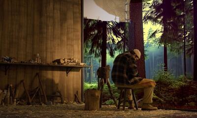David Claerbout, The Woodcarver and the Forest, production still, 2024-2025, Courtesy Studio David Claerbout