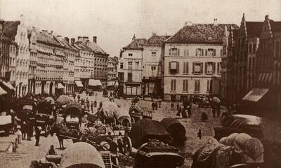 Charles D'Hoy, (België, 1823-1892), Gent, de Korenmarkt, 1868. Fotografie