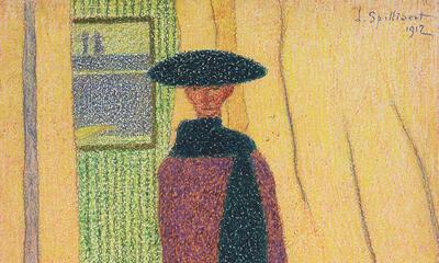 Léon Spilliaert, Vrouw op een tentoonstelling, 1912, Kunst die binnenkomt
