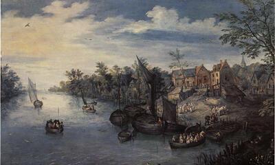 Jan Brueghel, Rivierlandschap, 1603