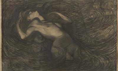 Jean Delville, De cyclus der passies, zwart krijt op papier, Koninklijnke Musea voor Schone Kunsten van België, Brussel, inv  7926