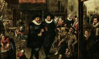 Werner van den Valckert, Huisbezoek van een aalmoezenier, vergezeld door de provoost. 1626