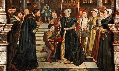 Henri Leys, Margareta van Parma  overhandigt de  stadssleutels aan de  Antwerpse magistraat 