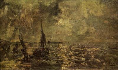 Louis Artan de Saint-Martin, Opkomend onweer bij  nacht (Zeegezicht) 