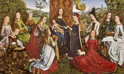 Meester van de legende  van de H. Lucia, O-L.-Vrouw met  vrouwelijke heiligen 