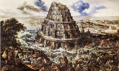 Maarten van Valckenborch, De toren van Babel, ca. 1600