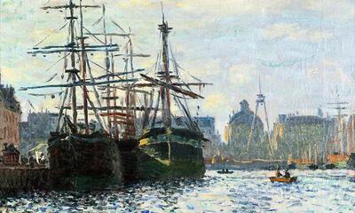 Claude Monet, Le Bassin du commerce au Havre, 1874 - COLLECTIE STAD LUIK, LA BOVERIE