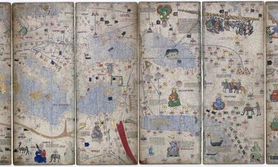 Abraham Cresques en zijn zoon Jehoeda, Catalan atlas, middeleeuwse wereldkaart, 1375 (Digitale reproductie)