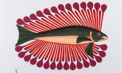Kenojuak Ashevak decorative char 2004 gravure sur pierre pochoir