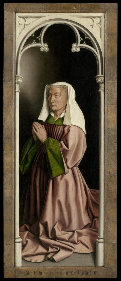 Buitenluiken: paneel met het portret van Elisabeth Borluut, echtgenote van Joos Vijd