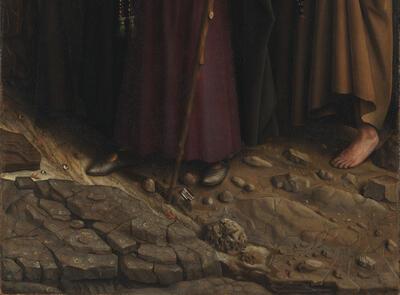 Binnenluiken: paneel met de kluizenaars (detail)