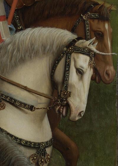 Binnenluiken: paneel met de Ridders van Christus (detail)