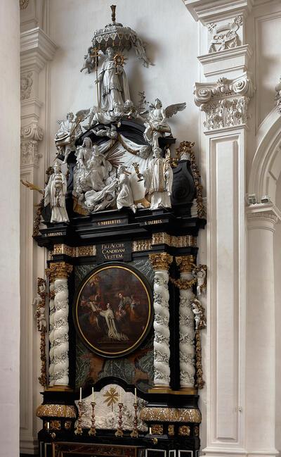 Pieter Scheemaeckers (beeldhouwwerk) en Jan Erasmus Quellinus (centrale schilderij), Altaar gewijd aan de heilige Norbertus
