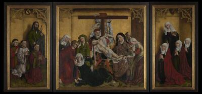 Naar Rogier van Der Weyden, Triptiek met de kruisafneming en schenkersportretten van Willem Edelheere en Aleydis Cappuyns