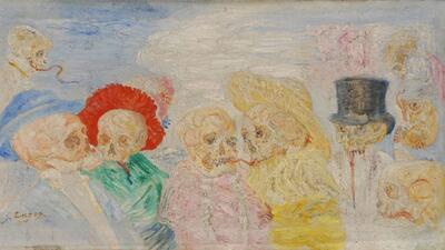  James Ensor Geraamten in travestie