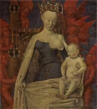 Jean Fouquet Madonna met Jezuskind, door engelen omgeven