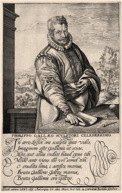 Hendrick Goltzius, Portret van Philips Galle, 1582, burijngravure