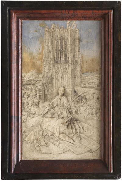 Jan van Eyck, De heilige Barbara van Nicomedië, 1437, olieverf op paneel, 32 x 18,2 cm