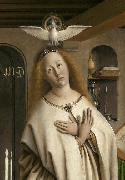 Buitenluiken: paneel met Maria Boodschap, detail