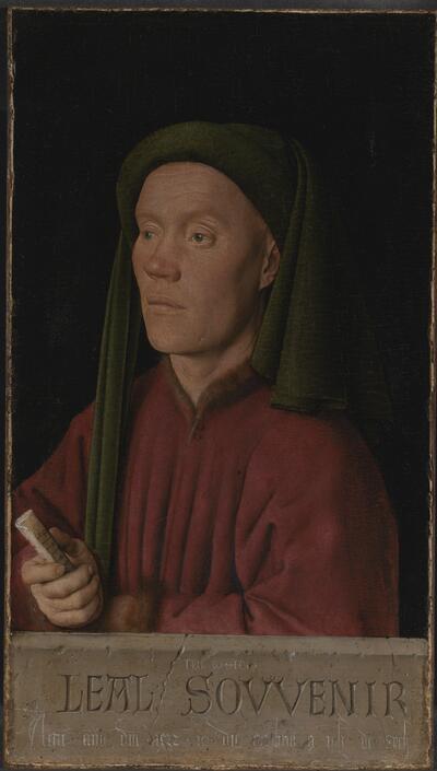 Jan van Eyck, Portret van een man (Léal souvenir of Tymotheos), 1432, olieverf op paneel,, 33,3 x 18,9 cm
