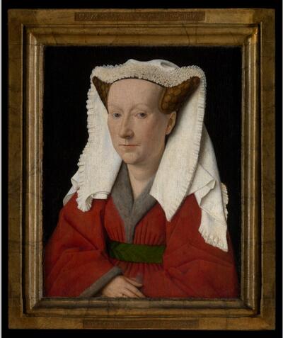 Jan van Eyck, Portret van Margareta van Eyck, 1439, olieverf op paneel, 32,6 x 25,8 cm
