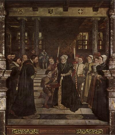 Henri Leys, Margareta van Parma overhandigt de stadssleutels aan de Antwerpse magistraat