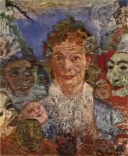 James Ensor, De oude dame met de maskers