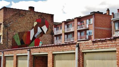 Stefaan De Croock (Strook), 2015, Mechelen, Schutterhofstraat, initiatief van Mechelen Muurt